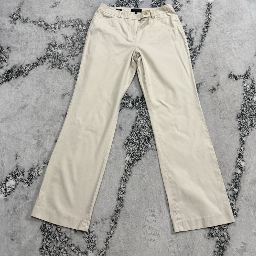Talbots Womens Sz 10L Cream Curvy Fit Wide Leg Pants Stretch Trousers High Rise